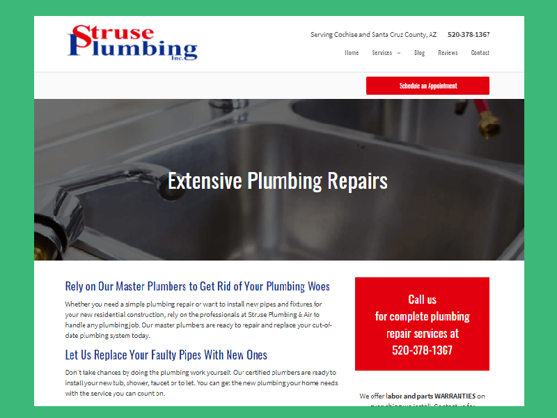 Struse Plumbing front page